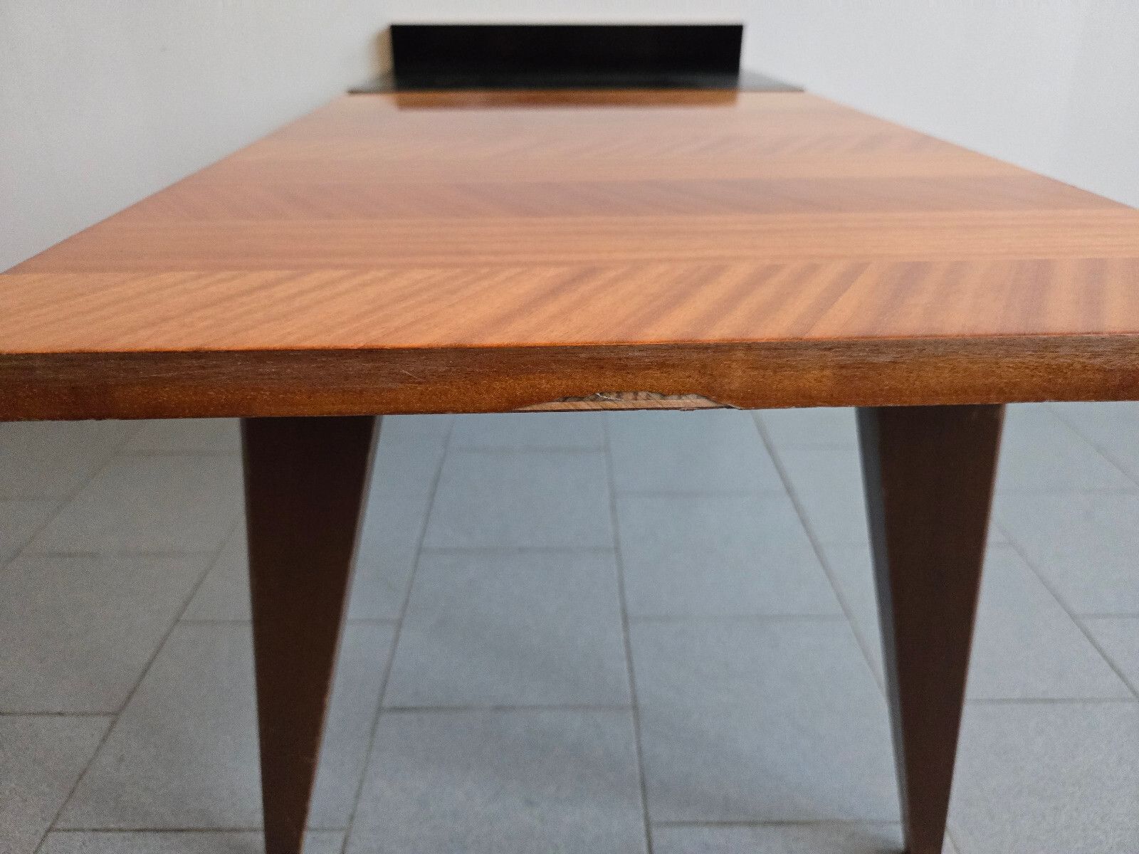 Vintage 1950s Formica Black & Mahogany Side Table 50s Dlg Andre Monpoix 1950s photo vinterior