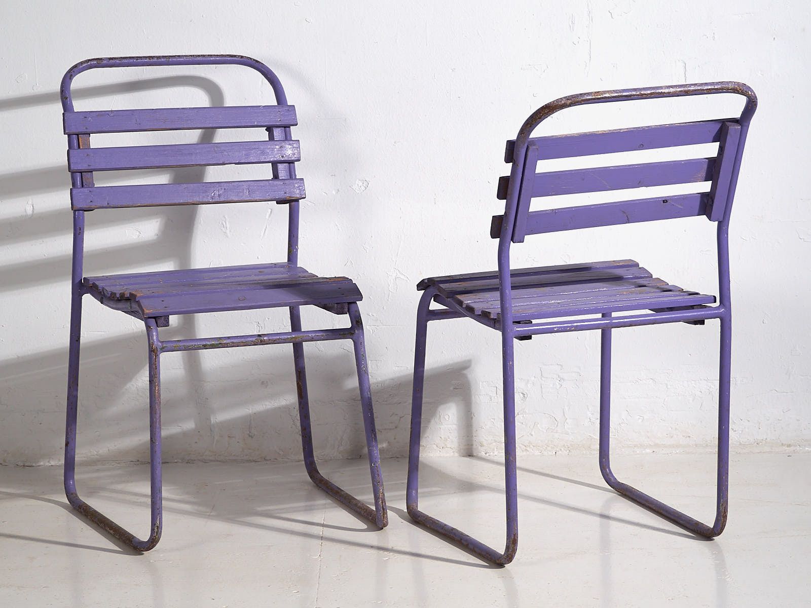 Violet Antique Patio Chairs (C.1920). Set Of 2 Pieces