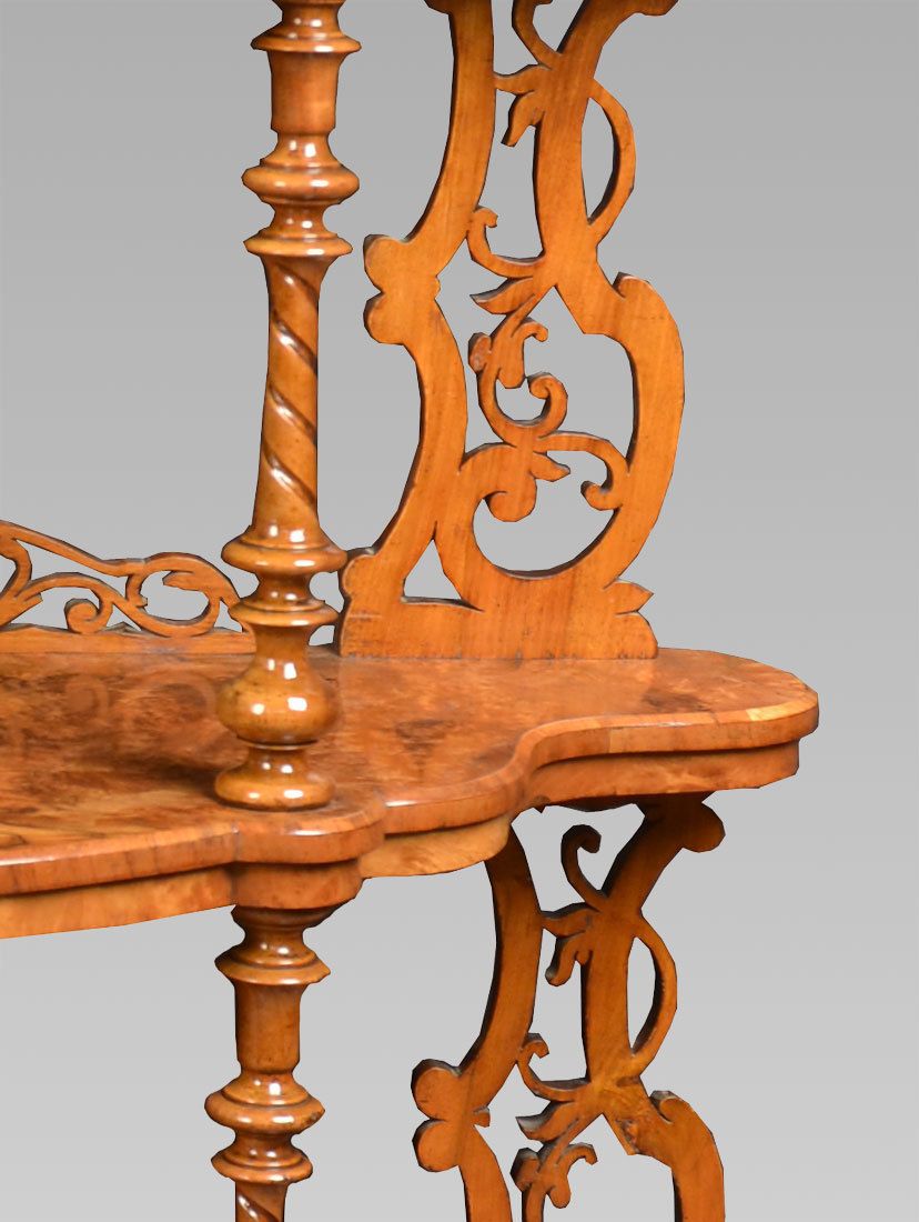 Victorian Burr Walnut Whatnot Circa 1870 photo for sale