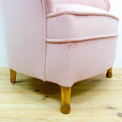 photo buy Mid Century Fabric And Wood Armchair, 1950s