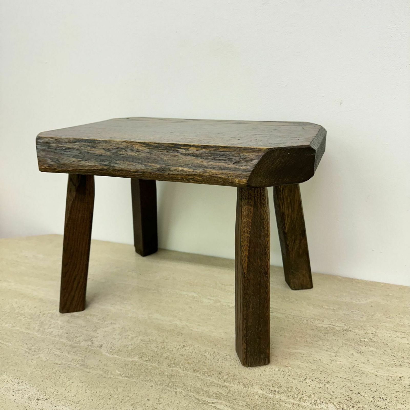 Brutalist Solid Oak Wooden Side Table , 1970s photo for sale