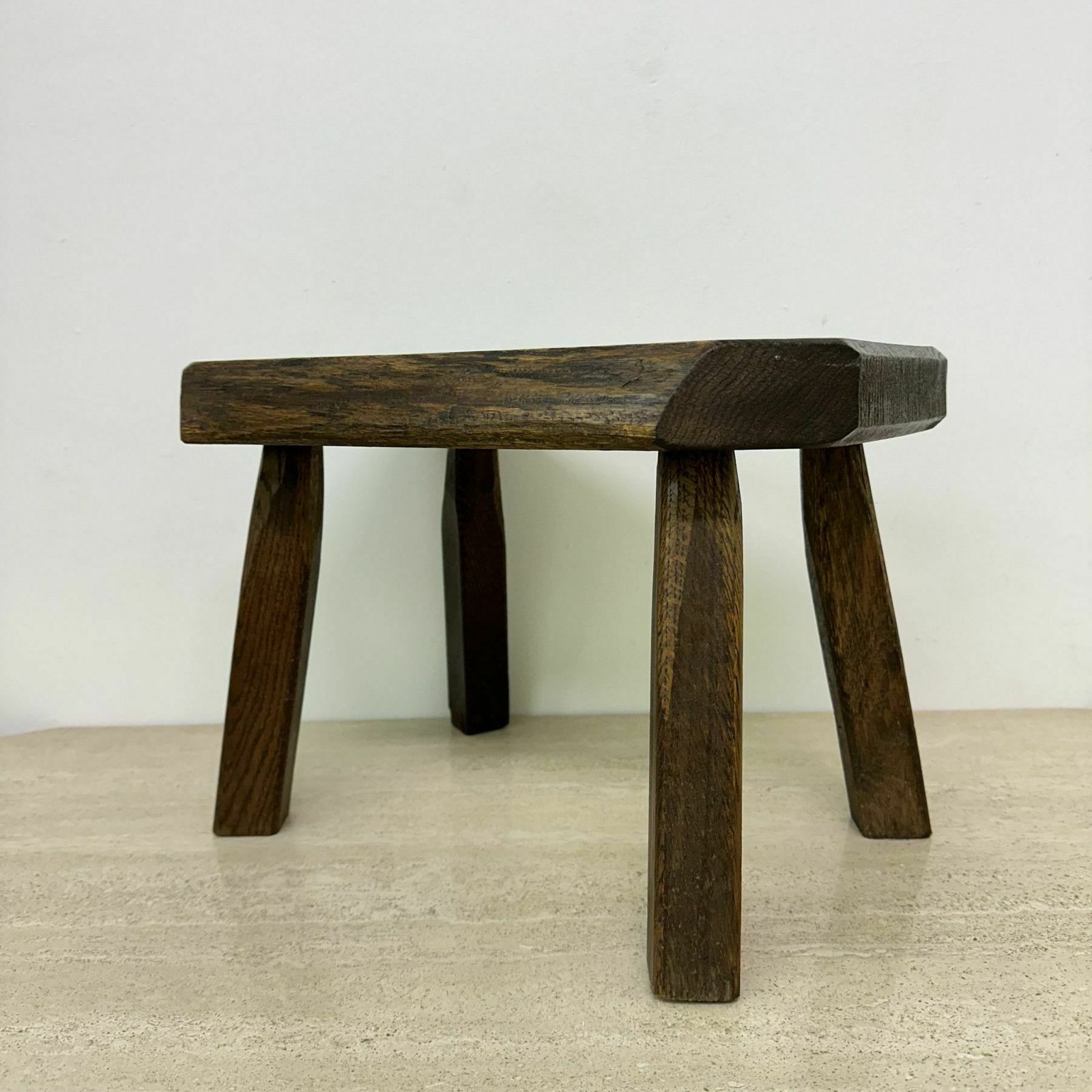 Brutalist Solid Oak Wooden Side Table , 1970s photo Furniture
