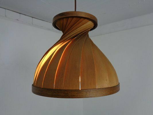 Wooden Lamella Pendant Lamps By Linus Bopp For Limbach, 1960s, Set Of 2 photo furniture