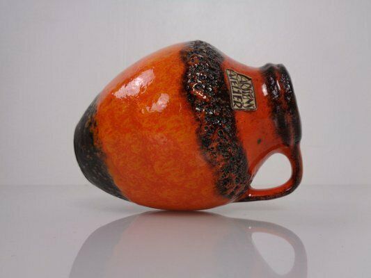 Orange & Black Lava Studio Ceramic Vase From Carstens Atelier, Germany, 1970s photo buy