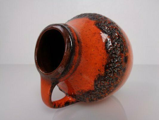 photo furniture Orange & Black Lava Studio Ceramic Vase From Carstens Atelier, Germany, 1970s