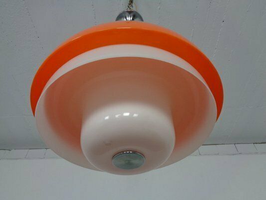 photo furniture Space Age Orange & White Ceiling Lamp, Italy, 1970s
