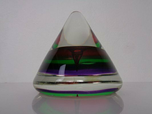 Sommerso Murano Cone Glass Paperweight, Italy, 1970s photo for sale