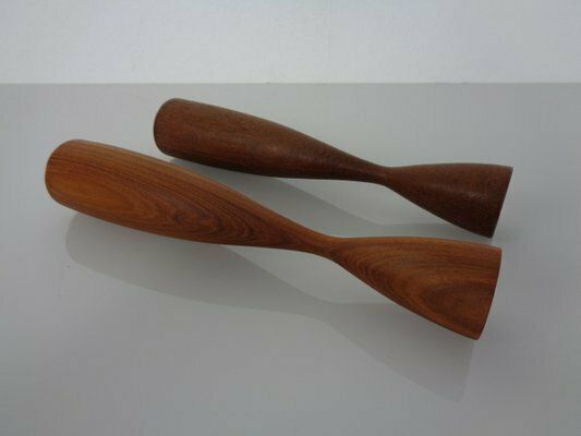 Home Decor Danish Filigree Teak Candleholders, 1960s, Set Of 2 photo