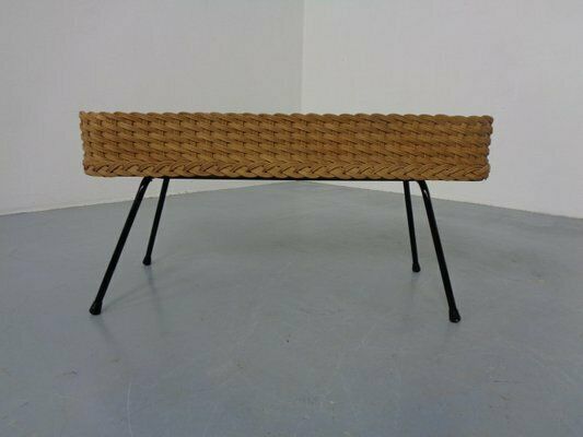 Large German Flower Planter In Rattan And Steel, 1950s photo furniture