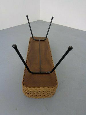 Garden Decor Large German Flower Planter In Rattan And Steel, 1950s photo