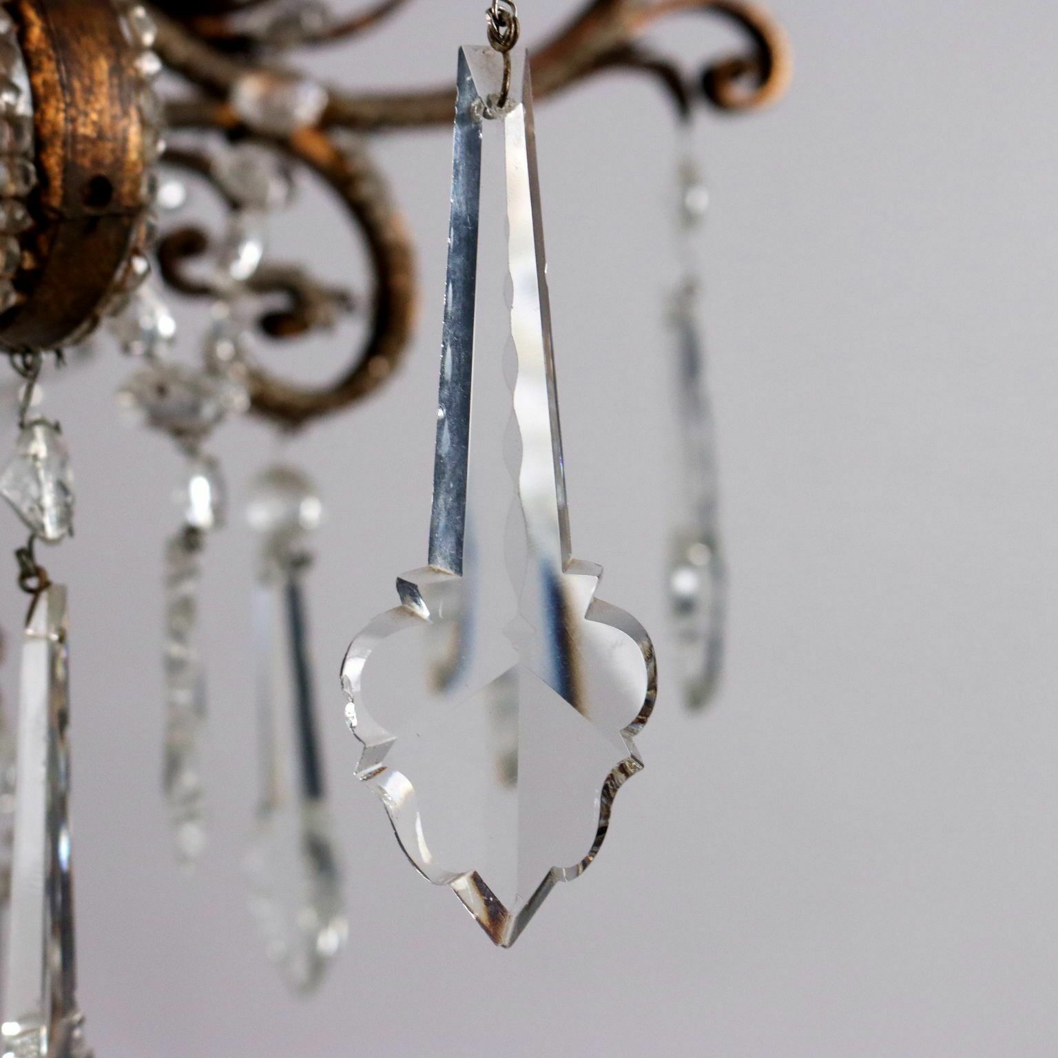 Antique 6 Lights Chandelier Wrought Iron Italy XIX Century photo vintage