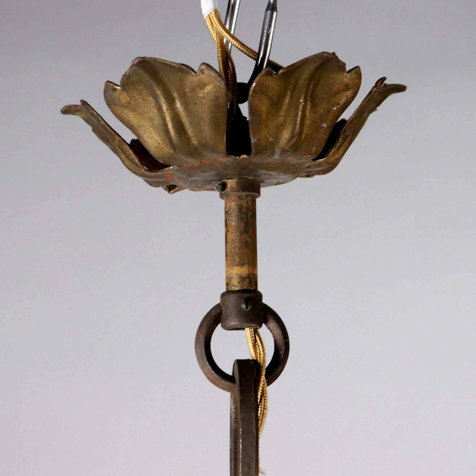 photo for sale Antique 6 Lights Chandelier Wrought Iron Italy XIX Century