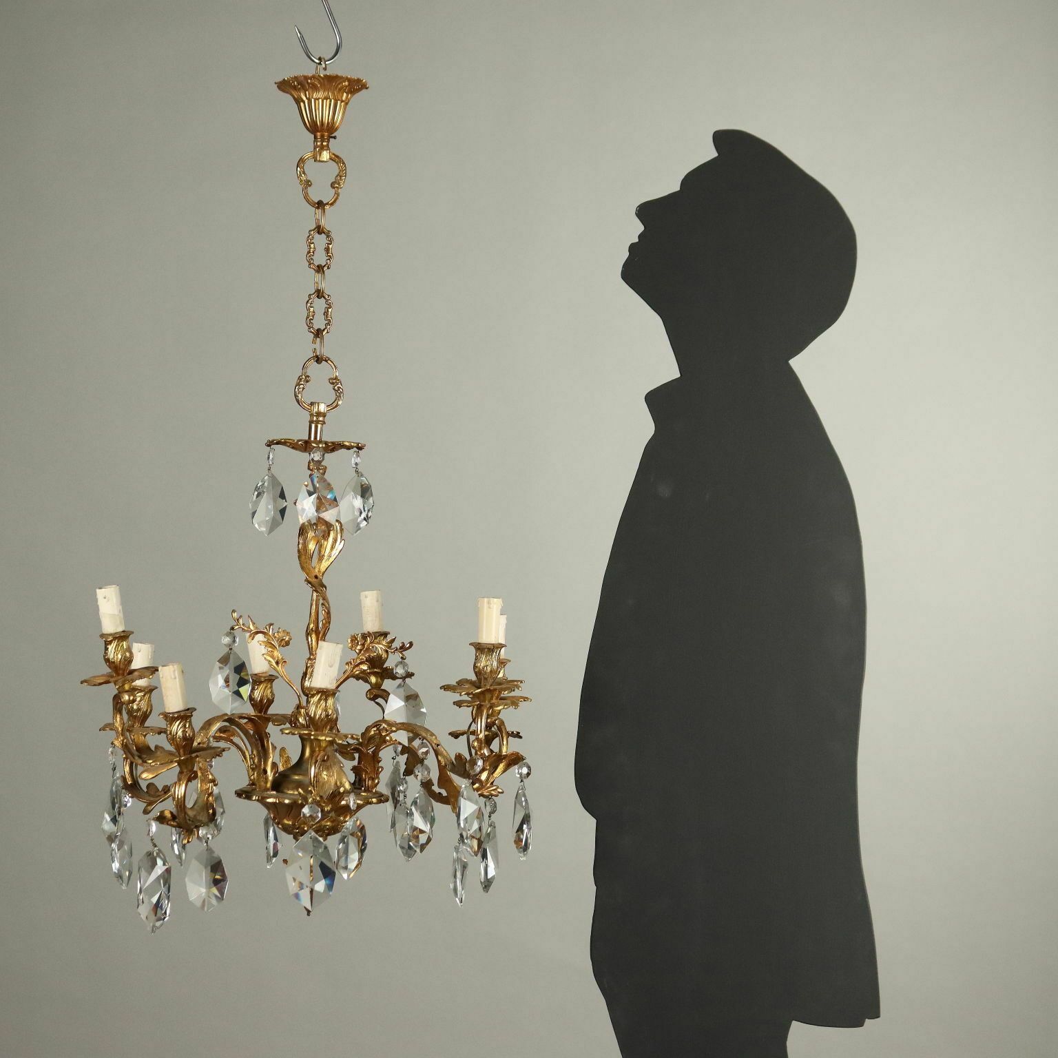 Antique Chandelier Rococo Style Gilded Bronze XX Century photo furniture