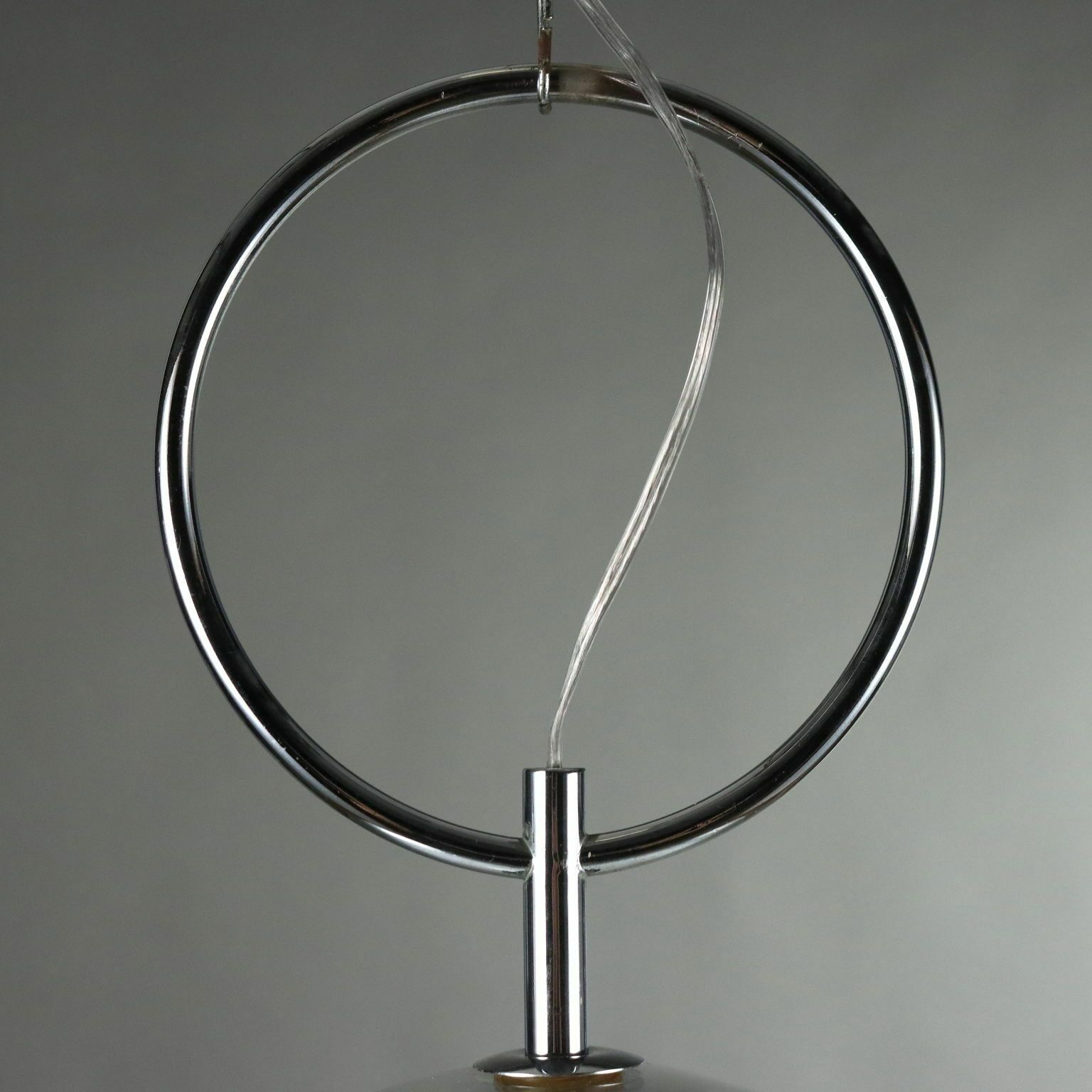 Vintage Ceiling Lamp Chromed Metal Glass Italy 1970s photo Lighting