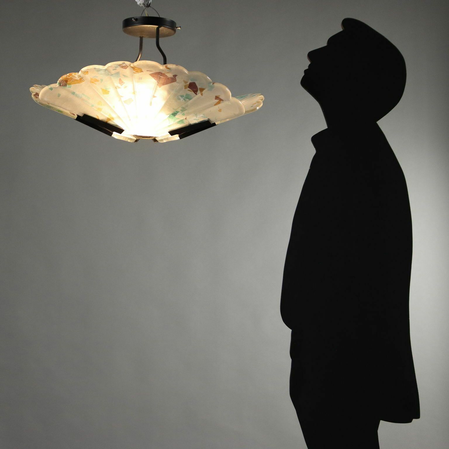Vintage Ceiling Lamp Metal Glass Italy 1990s photo furniture