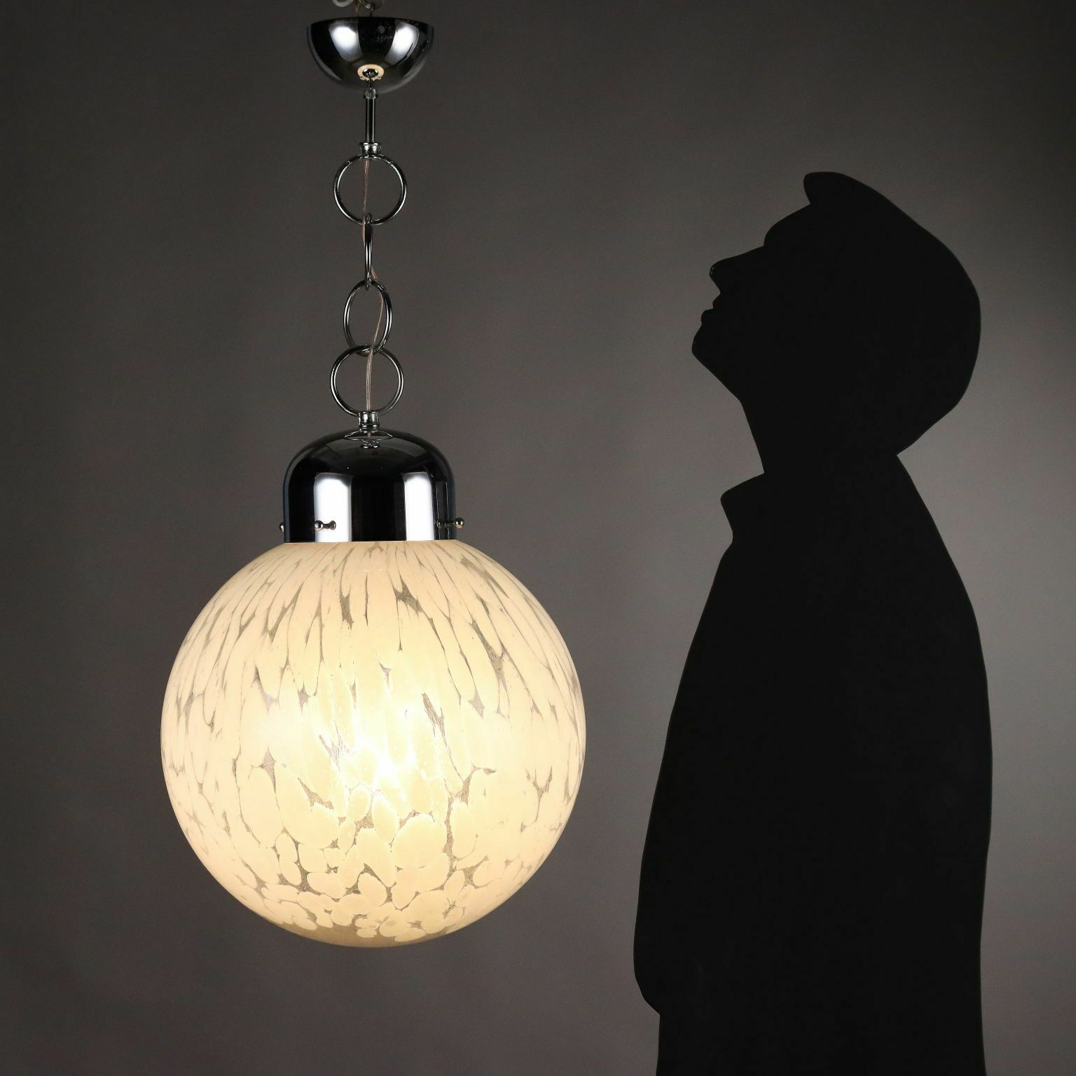 Vintage Ceiling Lamp Metal Blown Glass Italy 1960s 1970s photo furniture