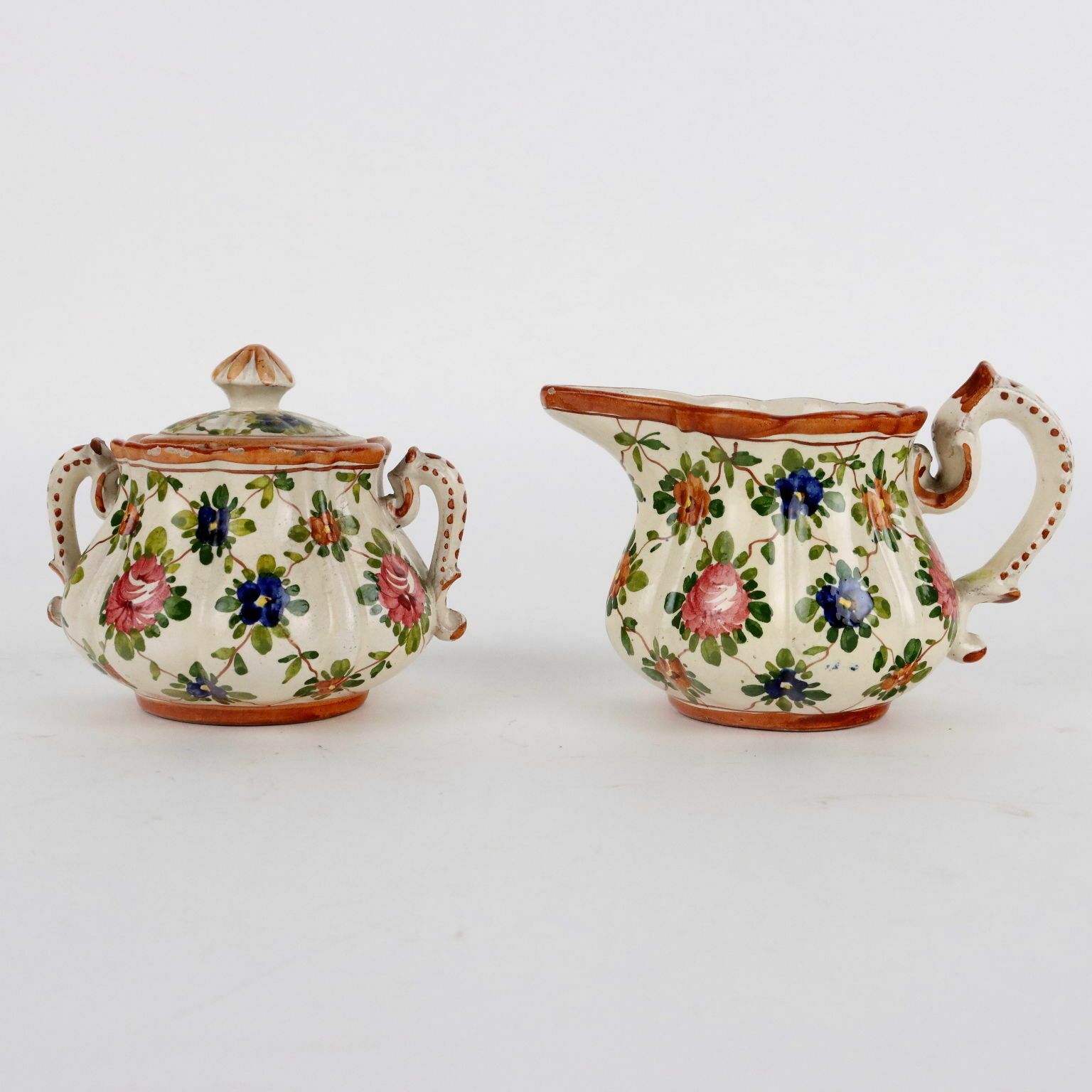 Antique Tea Set Majolica Maria Balossi Italy XX Century photo vinterior