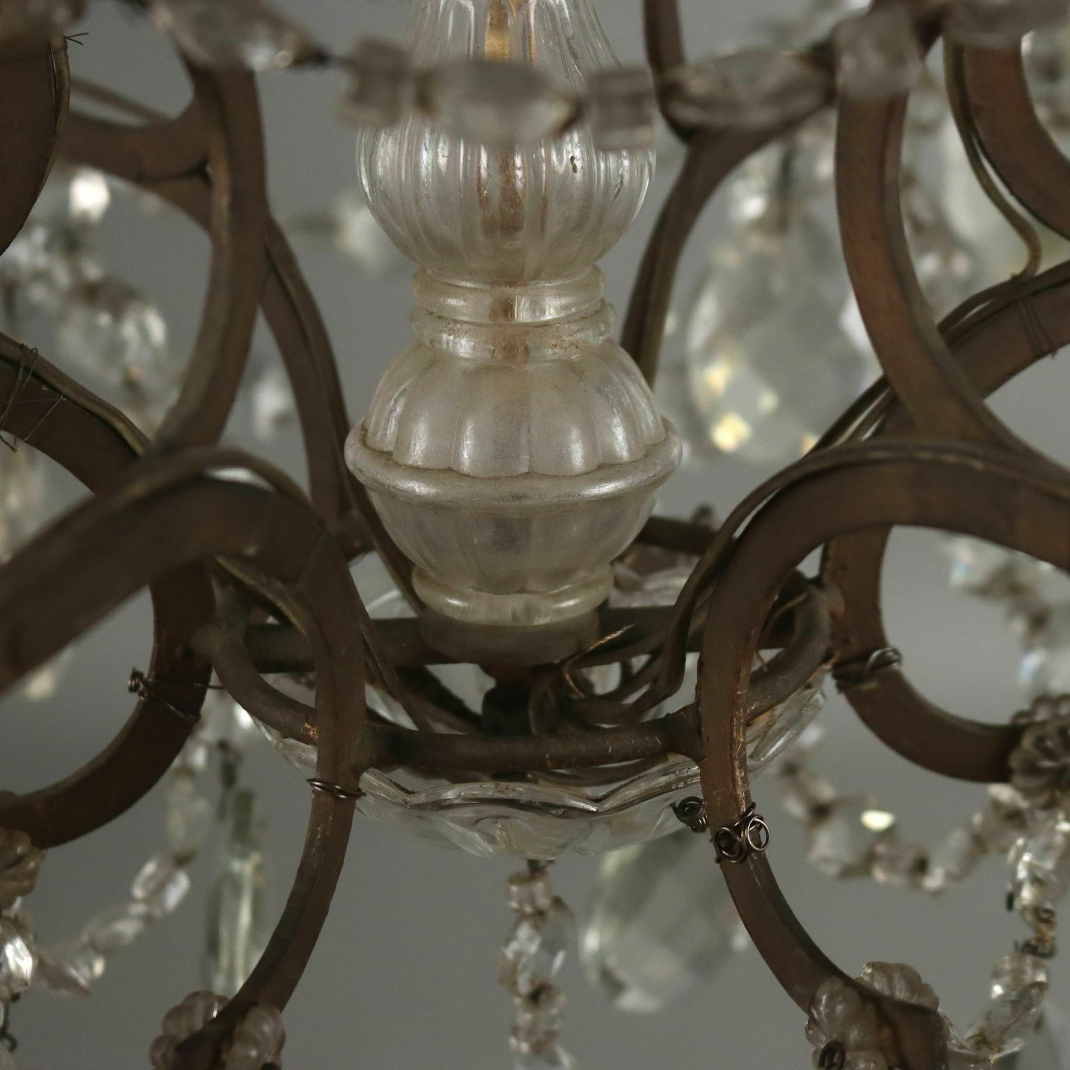 Antique Chandelier Metal Glass Italy XX Century photo buy