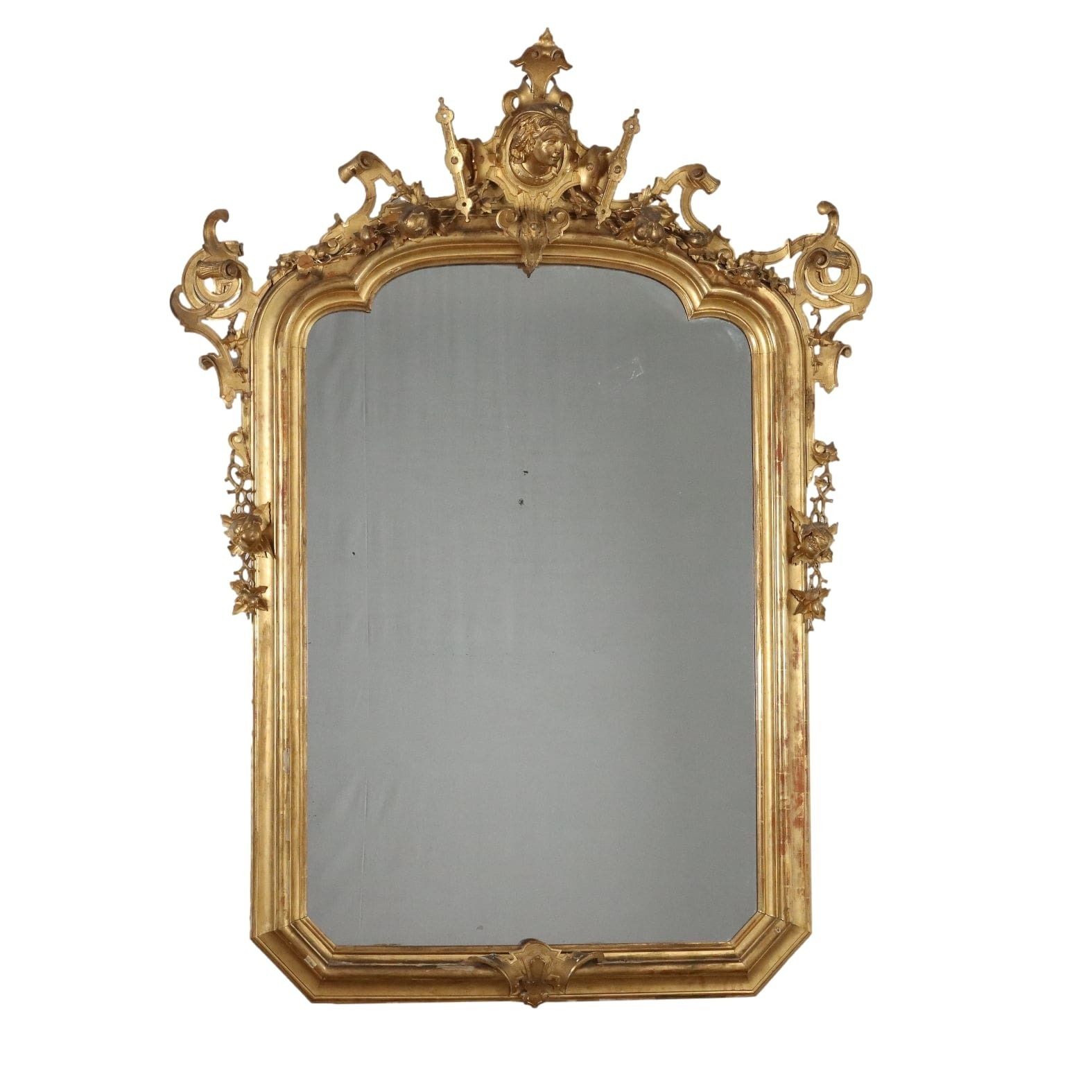 Antique Mirror Umbertino Swiss Pine Italy XIX Century