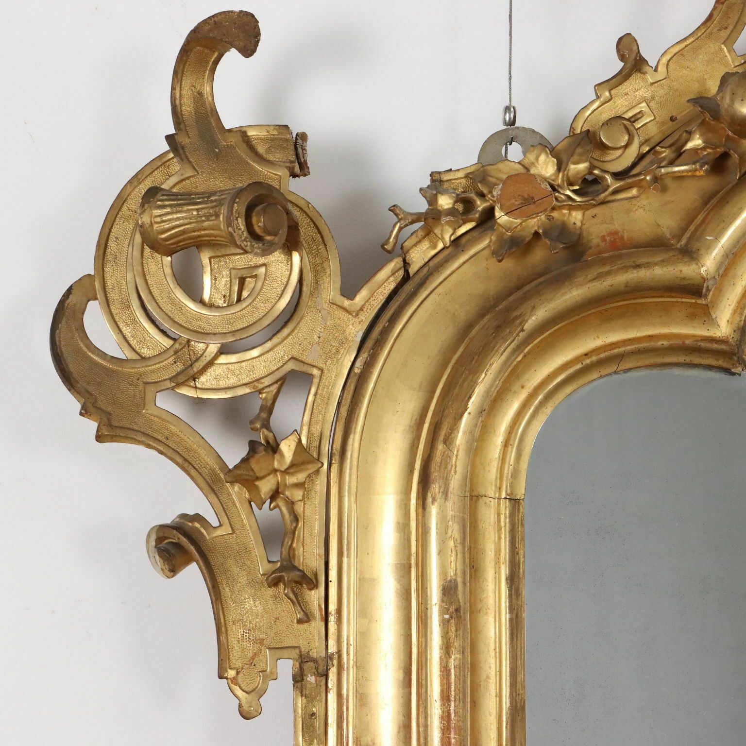 Antique Mirror Umbertino Swiss Pine Italy XIX Century photo vinterior