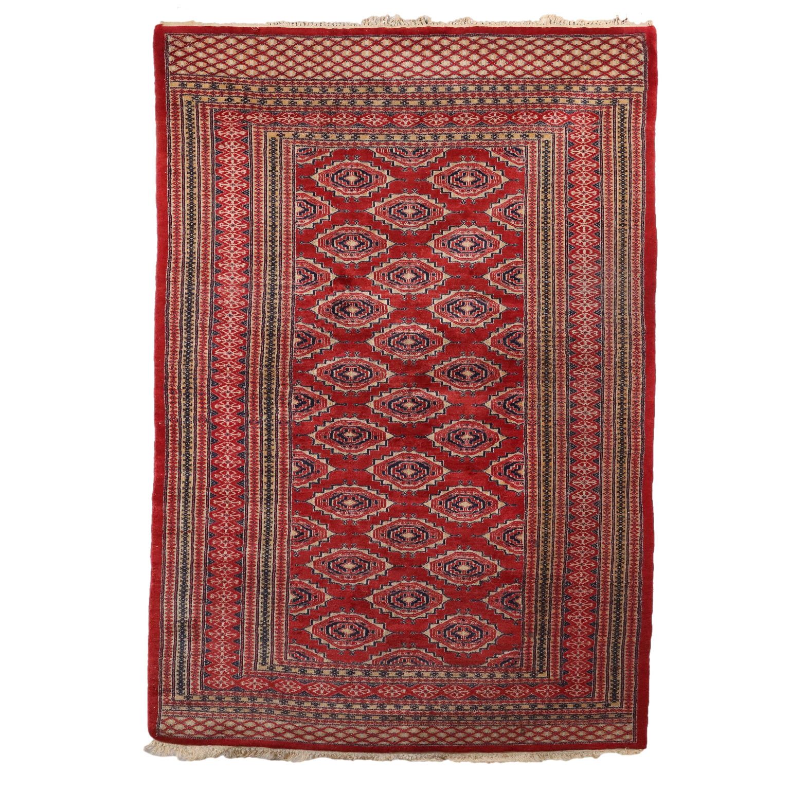 Antique Bukhara Carpet Cotton Wool Heavy Knot Pakistan 73 X 51 In