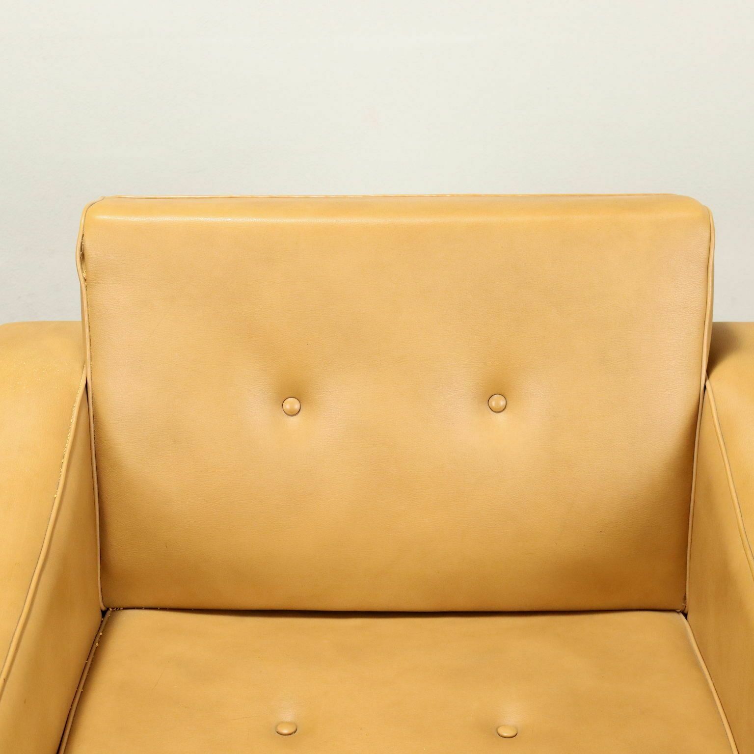 Vintage Armchair Leatherette Solid Wood Italy 1960s photo for sale