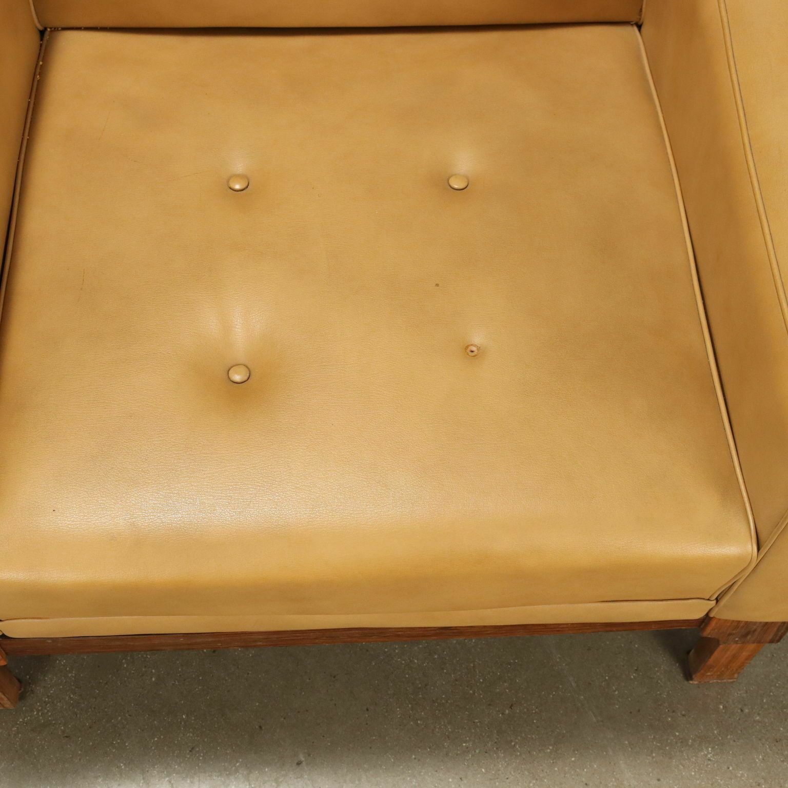 Vintage Armchair Leatherette Solid Wood Italy 1960s photo 760.0