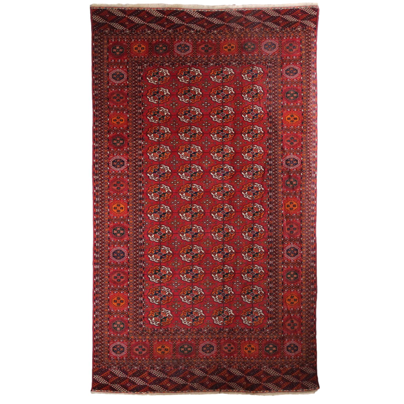 Antique Bukhara Carpet Wool Thin Knot Turkmenistan 131 X 79 In