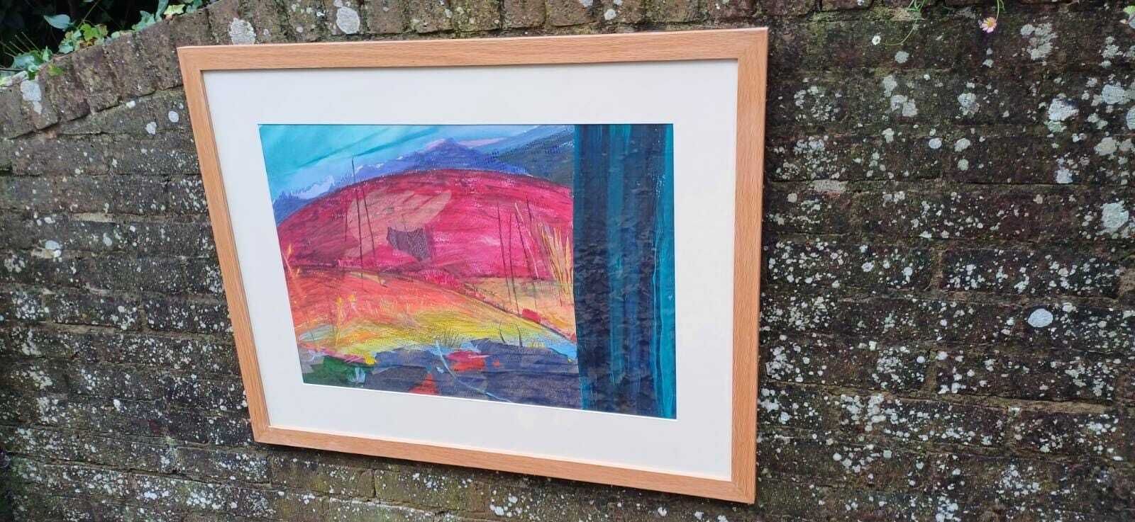 Huge Framed Vintage Original Acrylic Mixed Media Abstract Painting By Dorothea Huntrods, Signed photo furniture