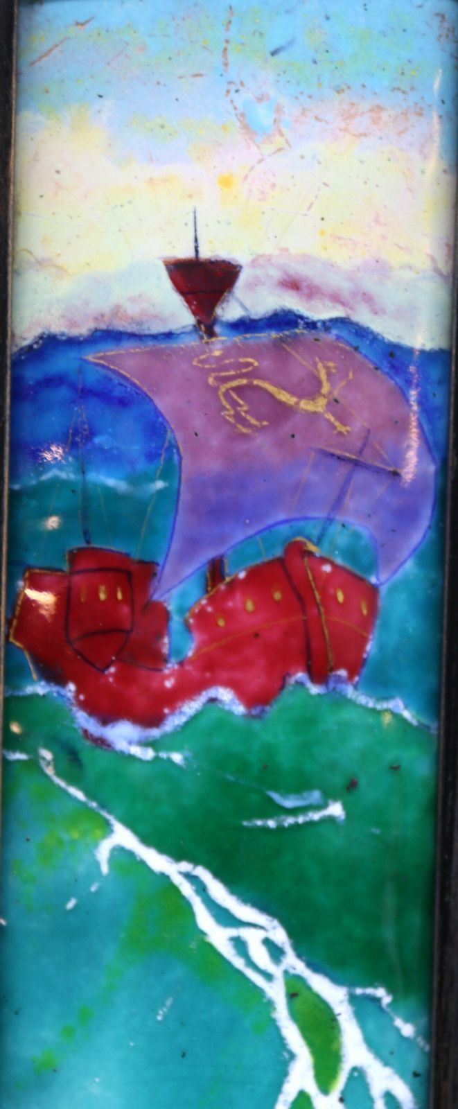 Antique Limoges Enamelled On Copper Arts And Crafts Framed Plaque, French Circa 1910 photo for sale