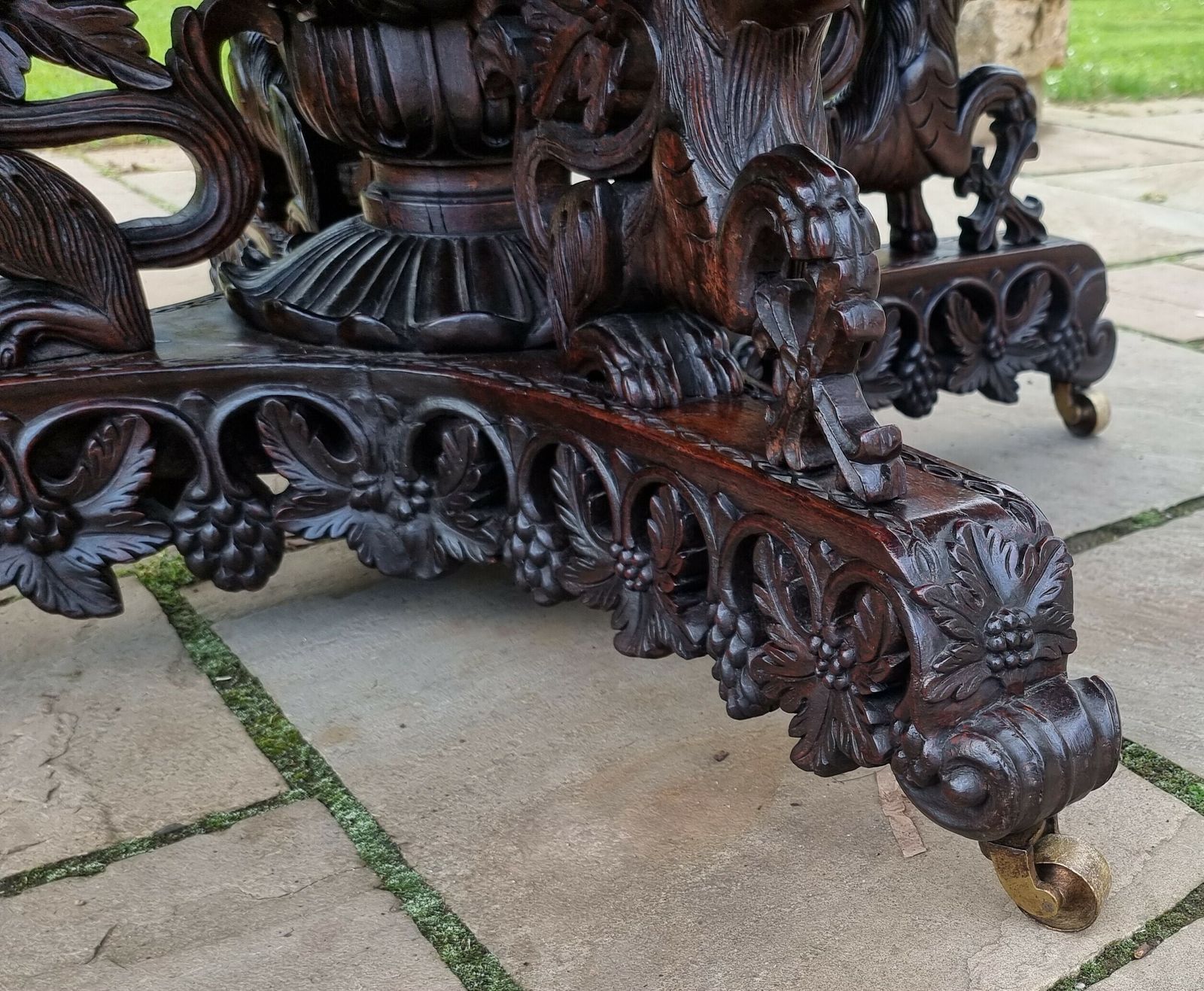 19th Century Indian Carved Padauk Wood Table Circa 1860, Highly Decorative photo vintage