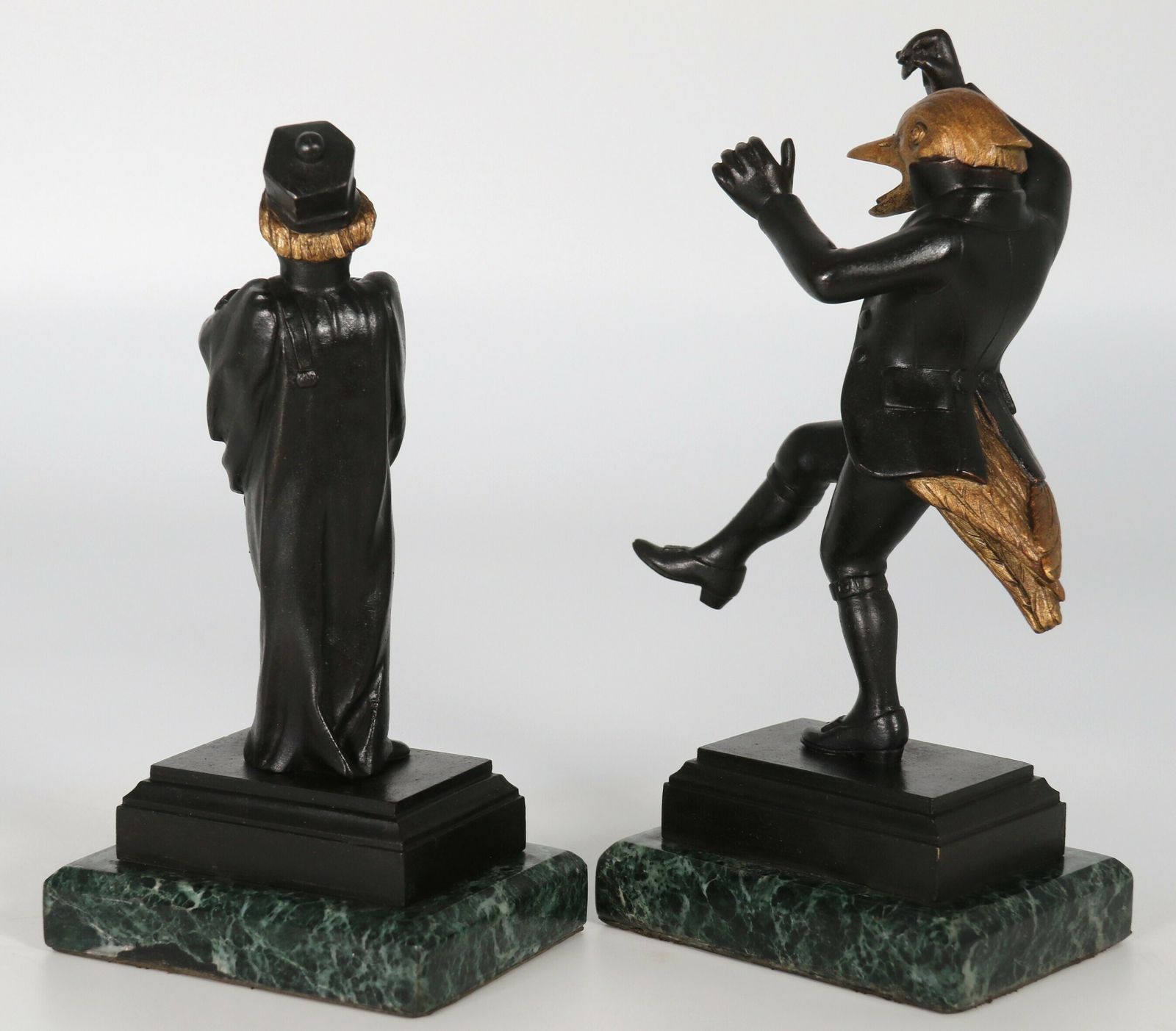 photo furniture Antique Pair Of French Bronze Caricature Figures Of Theatrical Birds, Circa 1880