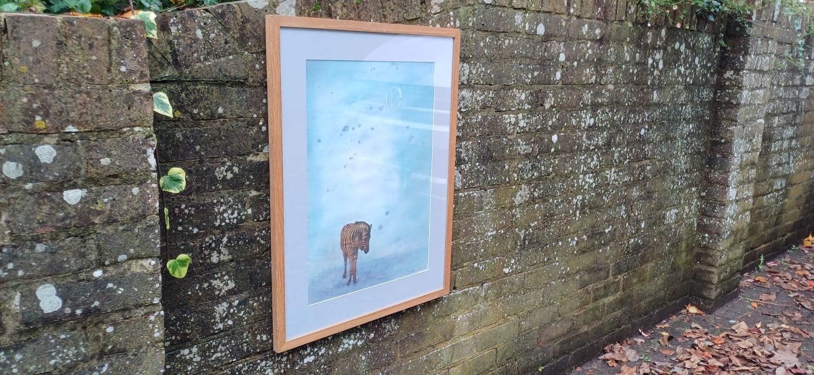 Large Original Mixed Media Painting Of Two Zebras Titled Reunited, Watercolour & Collage, Professionally Framed (Dorothea Huntrods) photo buy