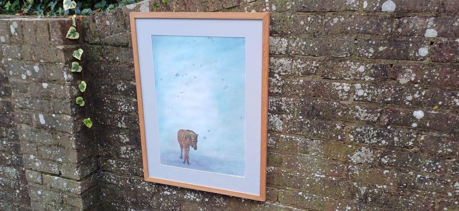photo furniture Large Original Mixed Media Painting Of Two Zebras Titled Reunited, Watercolour & Collage, Professionally Framed (Dorothea Huntrods)