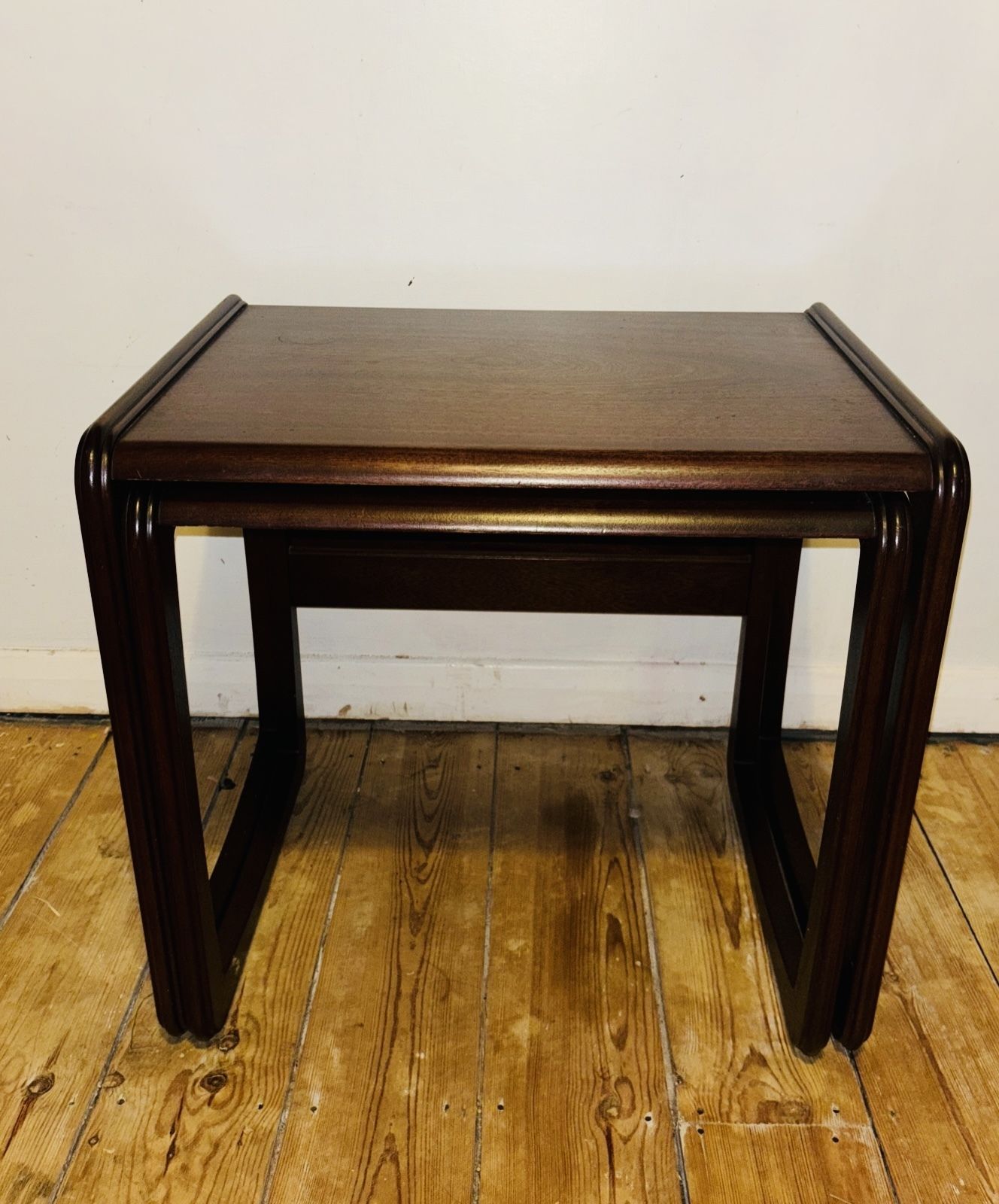 Set Of 2 Vintage Nest Of Tables Mid Century Solid Wood Mahogany Mcm photo furniture