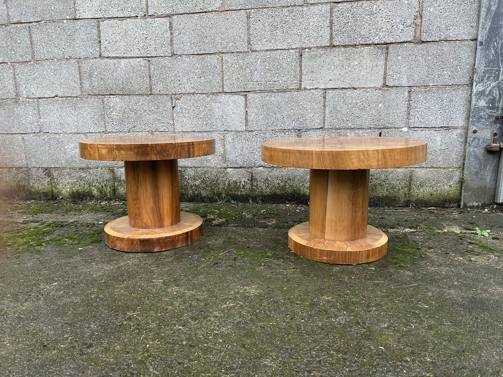 Pair Of Art Deco, Burr Walnut Circular Side Tables photo furniture