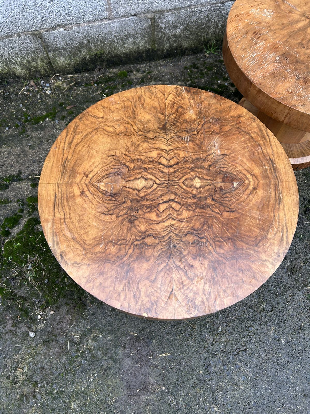 Pair Of Art Deco, Burr Walnut Circular Side Tables photo 1295.0