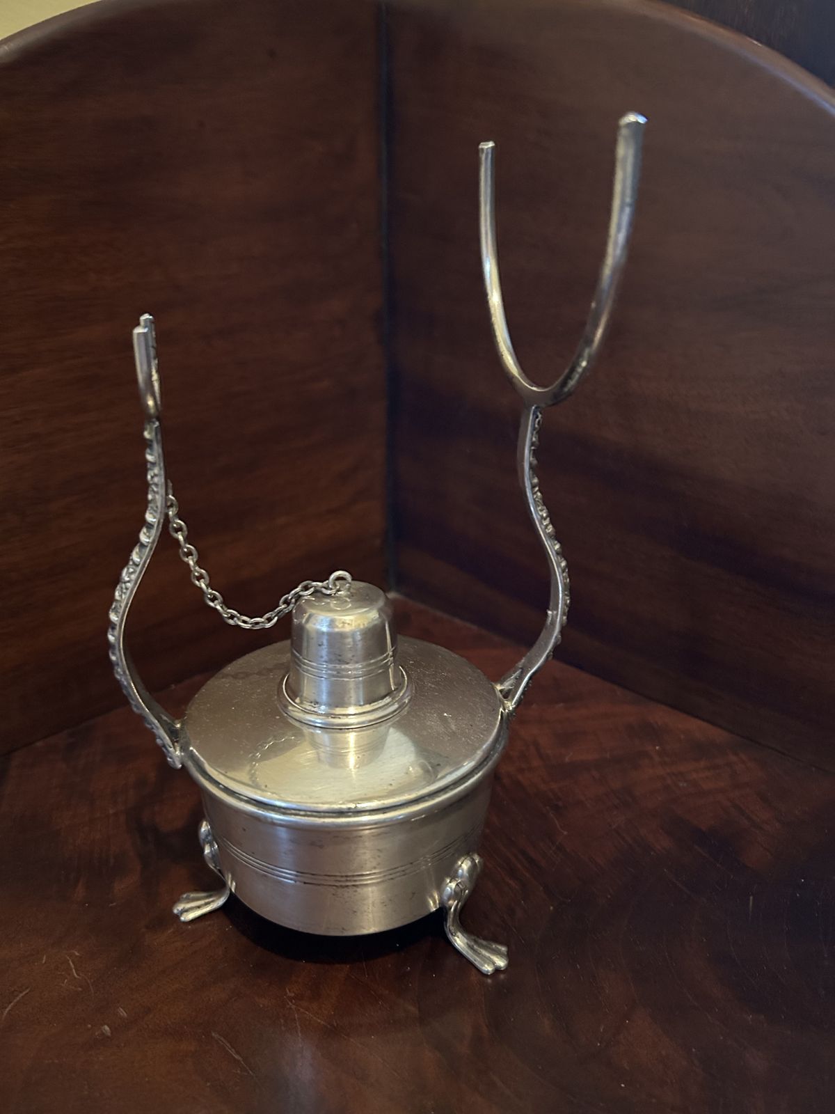 1950s P.H. Vogel And Co Silver Plated Brandy Warmer And Glass Stand photo 75.0