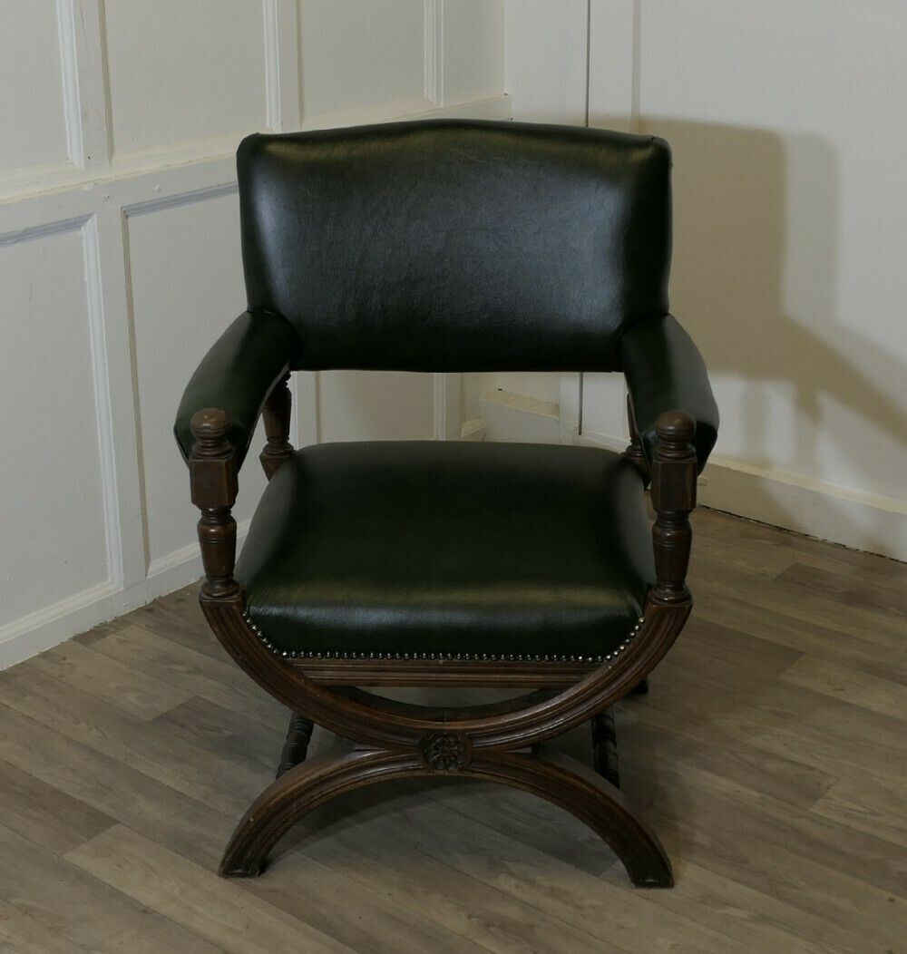 A Handsome Piece, 19th Century X Framed Desk Chair photo vintage