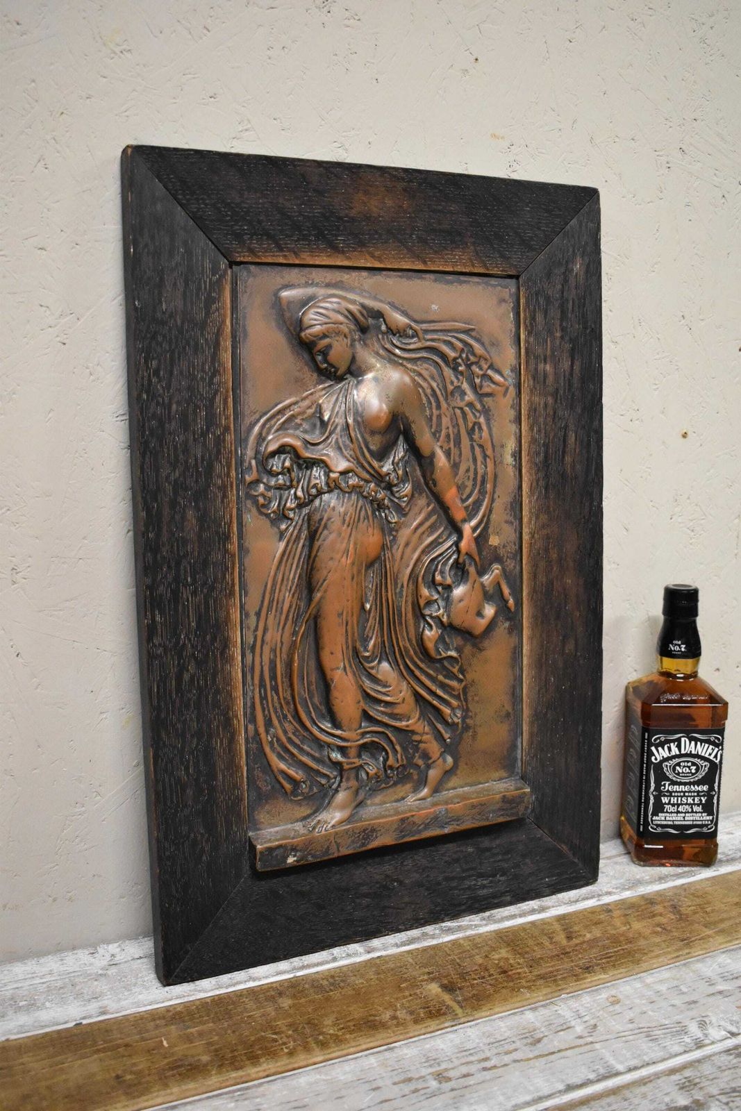 Art Nouveau Copper Repousse Panel   Arts & Crafts Bronze Figure photo vinterior