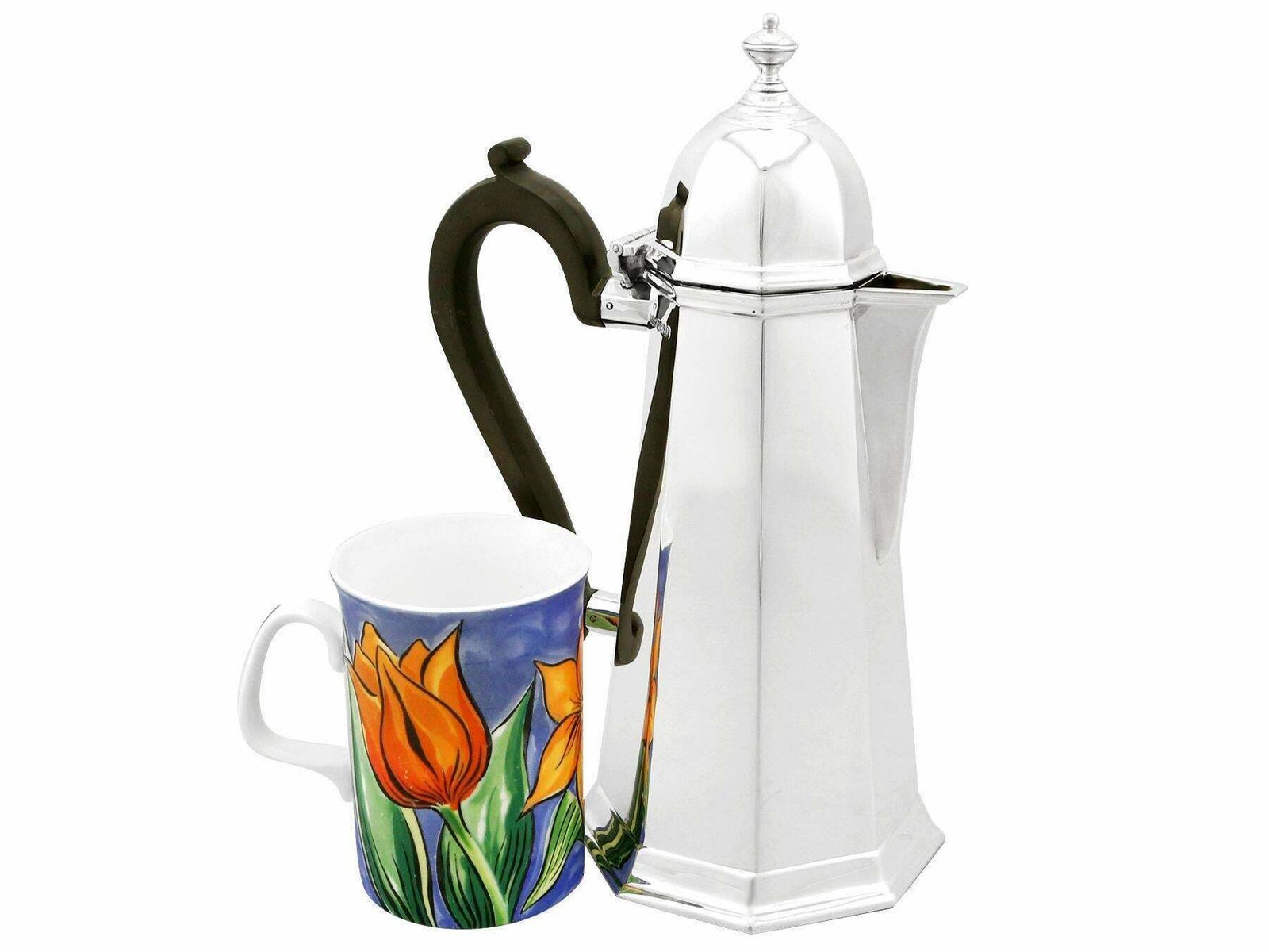 Antique Edwardian George I Style Sterling Silver Café Au Lait Set photo for sale