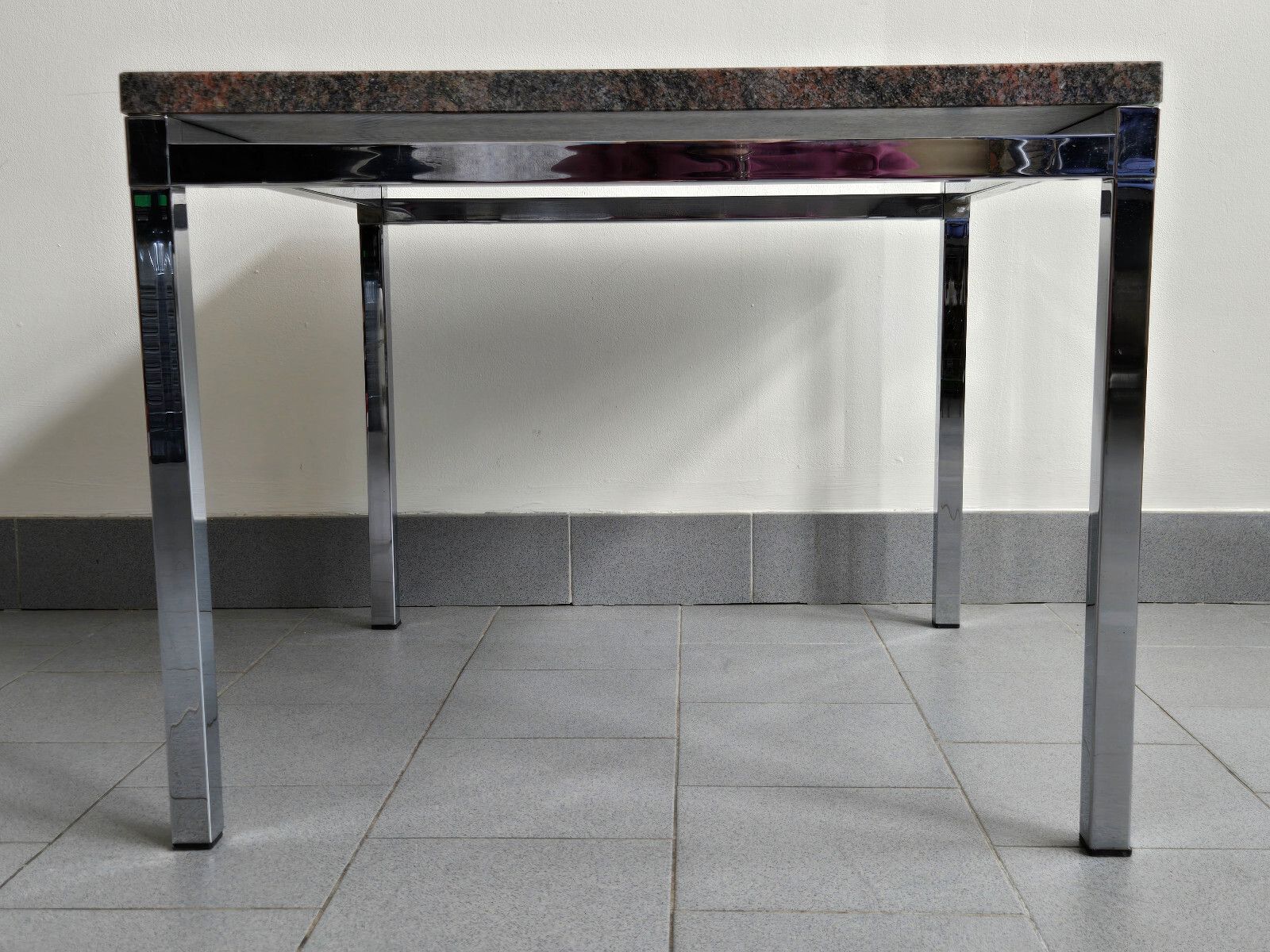 Furniture Vintage 1970s Granite Pink & Steel Chrome Side Coffee Table Dlg Florence Knoll photo