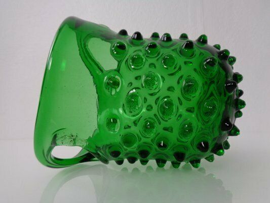 208.0 Italian Green Bubble Glass Bowls By Empoli, 1960s, Set Of 2 photo