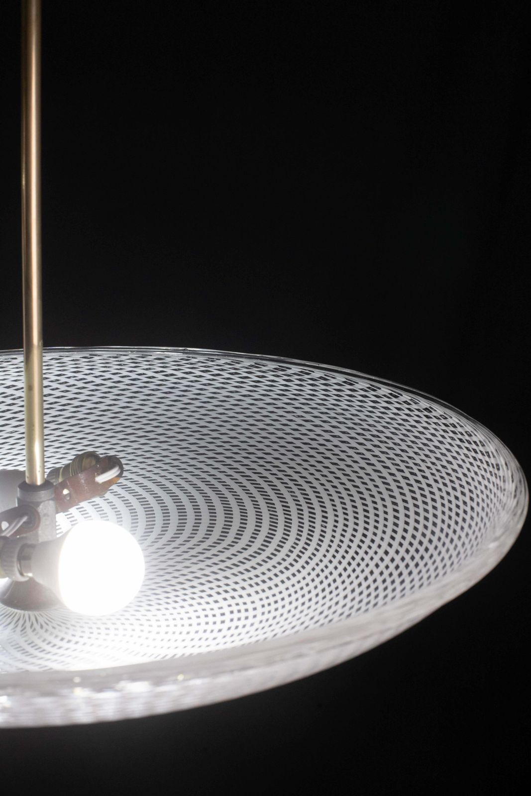 3398.0 Fine Art Deco Reticello Murano Glass Disc Chandelier By Venini 1940s photo