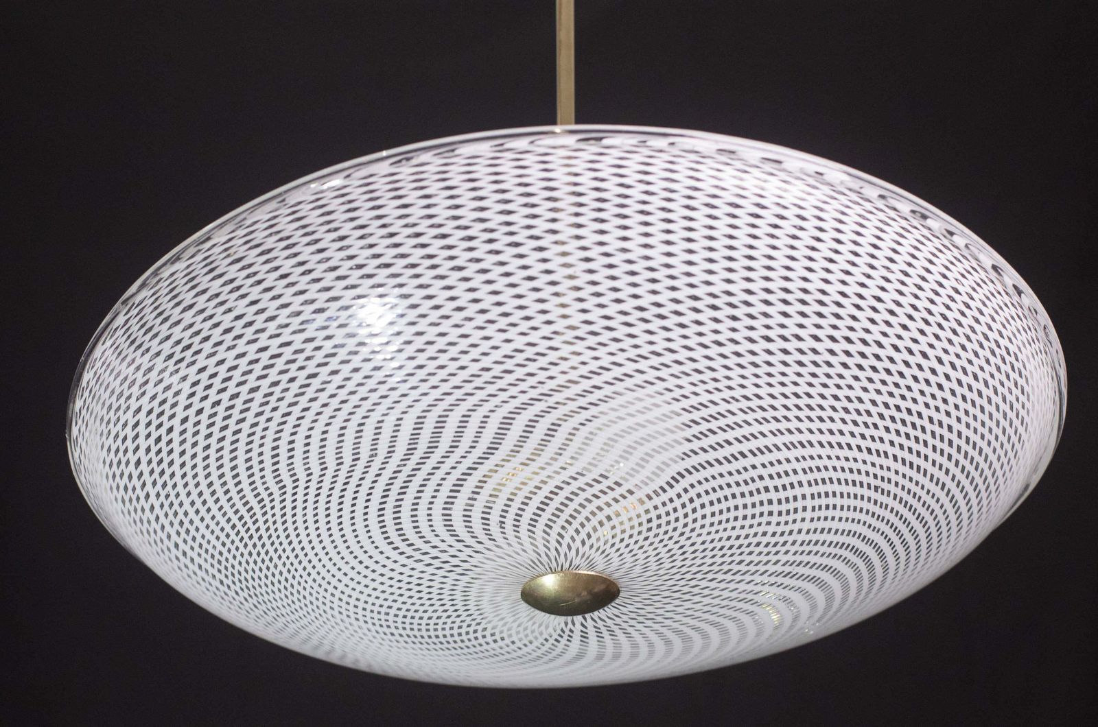 photo vinterior Fine Art Deco Reticello Murano Glass Disc Chandelier By Venini 1940s