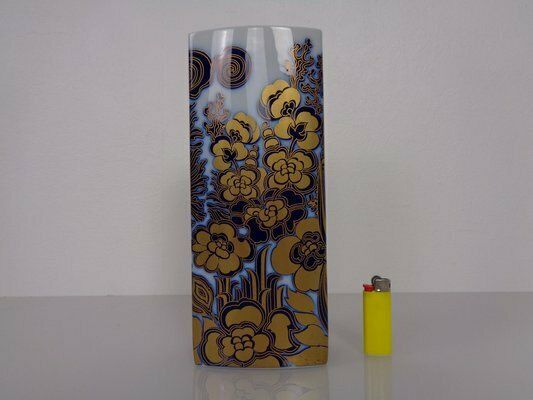 Pop Art Hutschenreuther Cobalt Porcelain Vase By Hermann Schwahn, Germany, 1960s photo vinterior