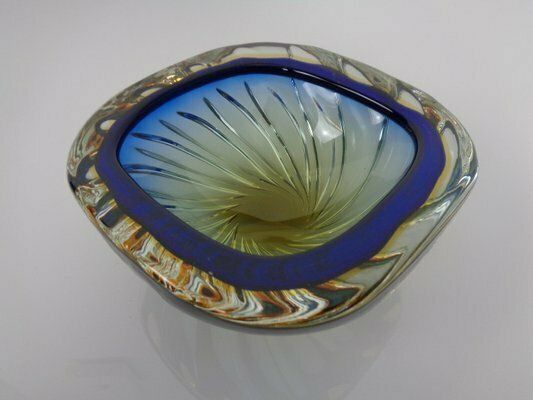 Blue Brown Sommerso Murano Glass Bowl Or Ashtray By Flavio Poli, Italy, 1960s photo Home Decor