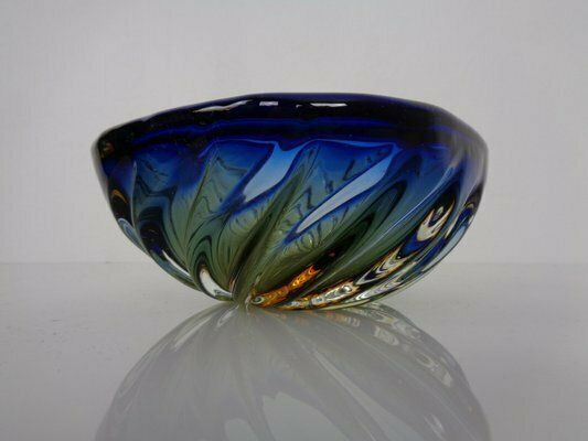 photo furniture Blue Brown Sommerso Murano Glass Bowl Or Ashtray By Flavio Poli, Italy, 1960s