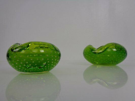Green Sommerso Murano Glass Ashtrays, Italy, 1960s, Set Of 2 photo Home Decor