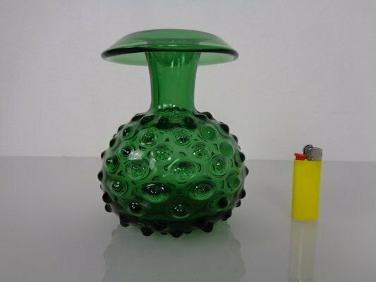 Italian Green Bubble Glass Vase By Empoli, 1960s, Set Of 3 photo furniture